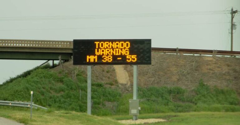 Tornado Warning on I-35 in Kansas