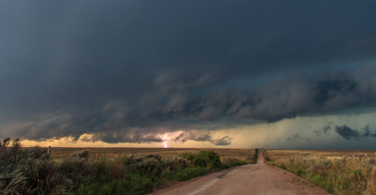Lightning on a back road in Texas