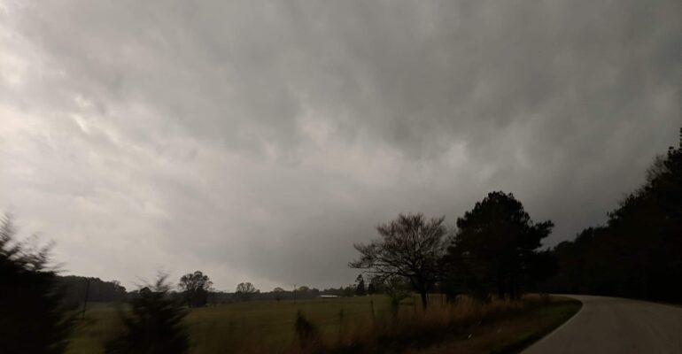 A supercell with a long-tracked strong tornado near Ashby, Alabama on March 25, 2021
