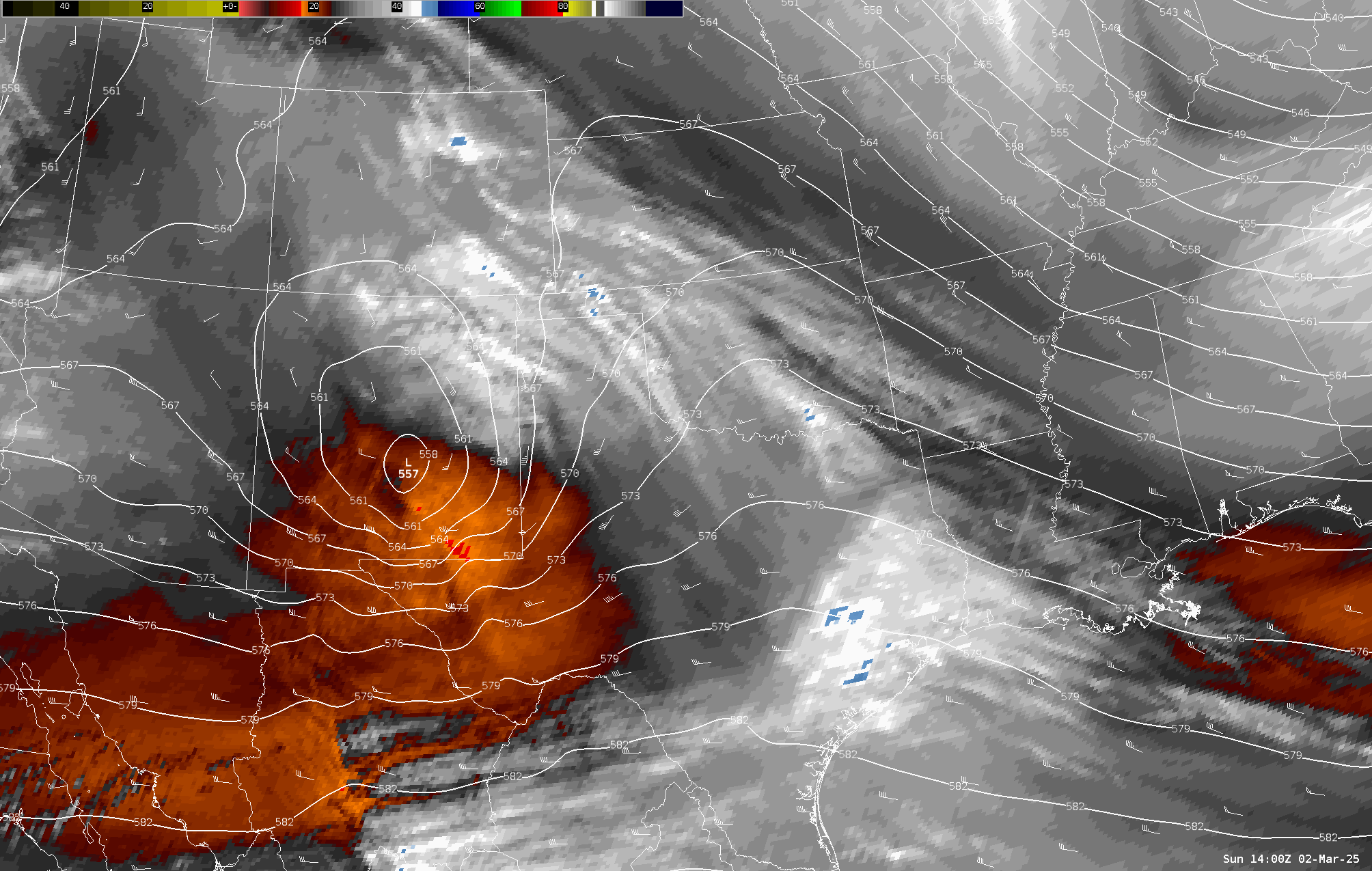 Water Vapor Loop 1630Z/1030am CST Sunday March 2, 2025